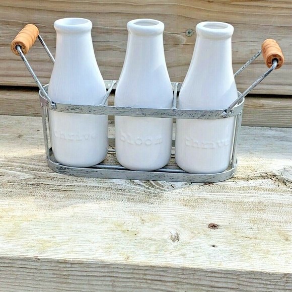 Other - Farmhouse Milk Bottle Vase Set Decoration Ceramic